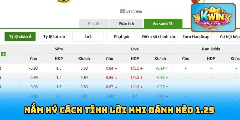 Nắm kỷ cách tính lời khi đánh kèo 1.25